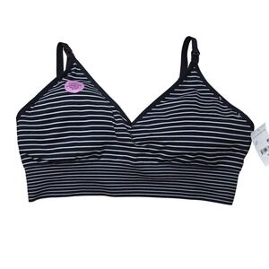 NEW Leading Lady Nursing Sport Bra 4X Black Stripe Wireless Full Coverage Pads